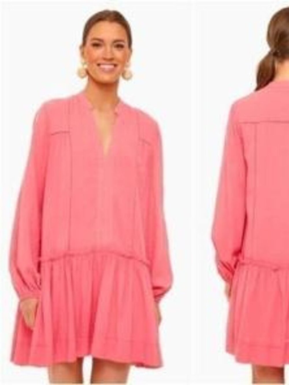 Tuckernuck Pomander Place Ophelia Dress Pink Balloon Sleeve Tiered Size Large